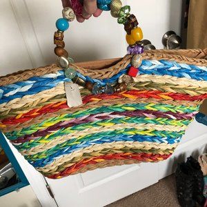 Multicolor Straw Woven Bag NWT